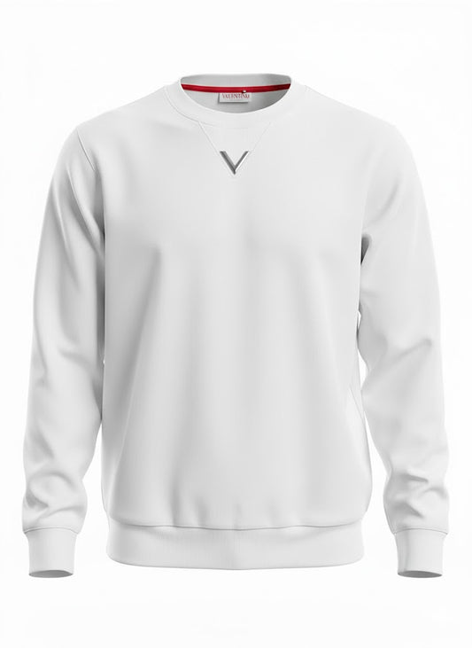 Valentino V metal Logo White Sweatshirt For Men