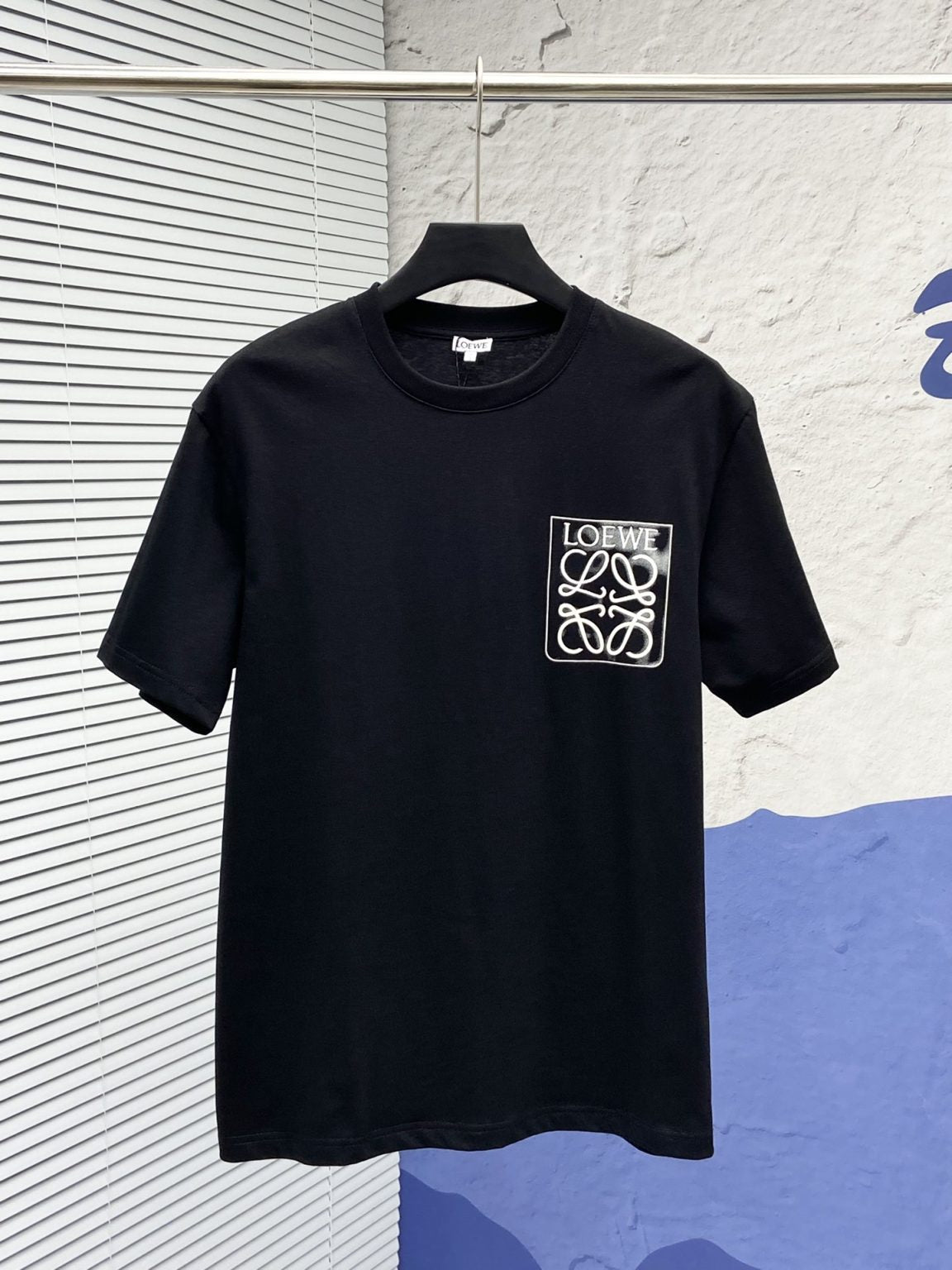 Fake Pocket Embroidered Logo Black Tshirt For Men